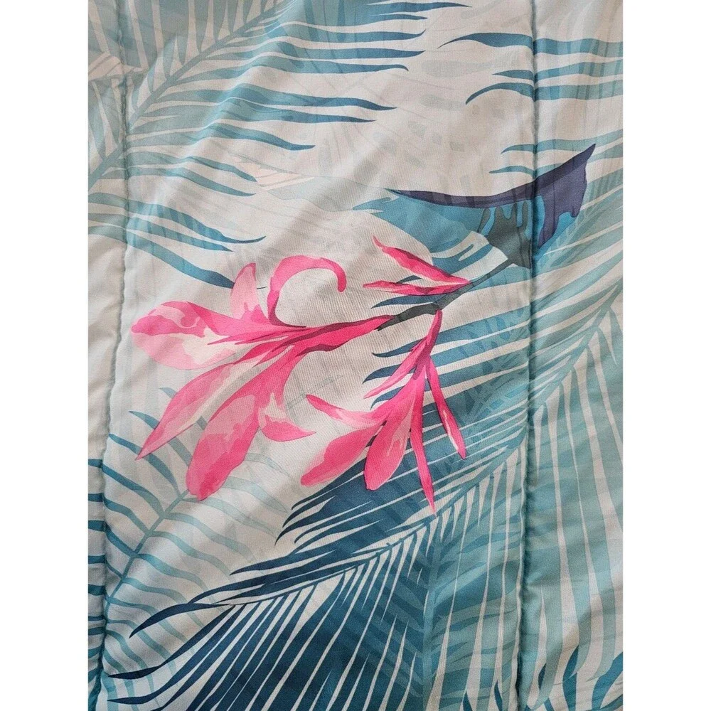 Disney Stitch Twin XL Reversible Comforter Tropical Hawaiian Blue Pink Bedding